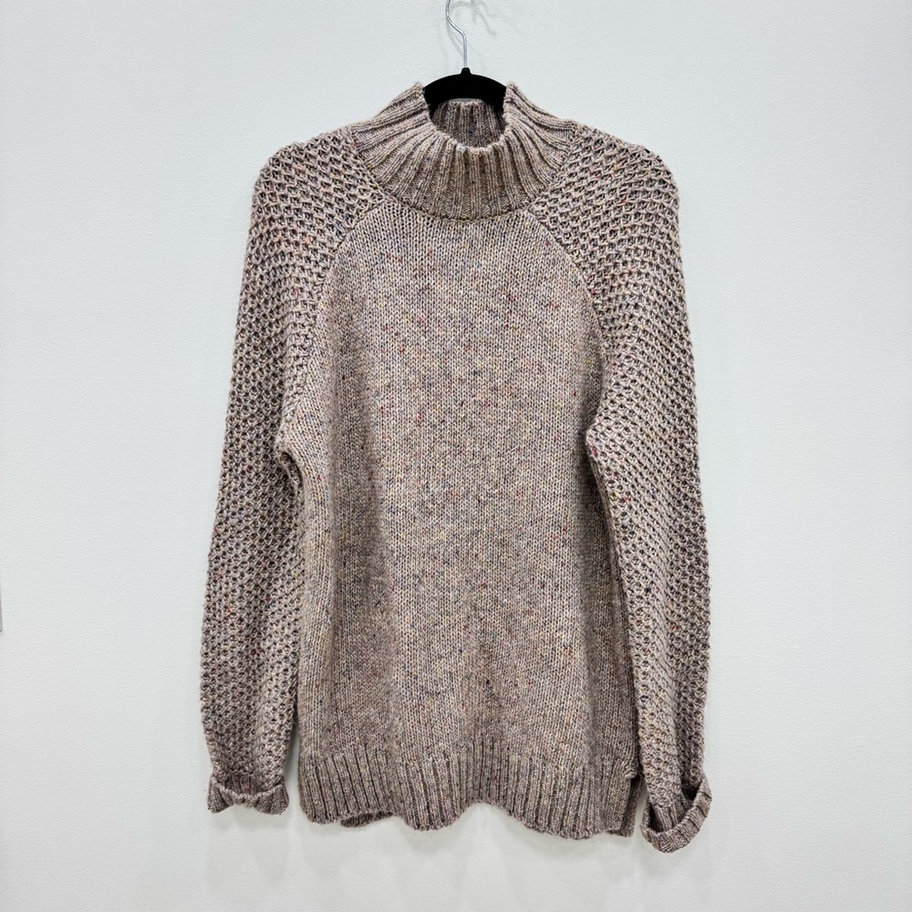 New Prana Honeycomb Knit Ibid Tunic Sweater beige silk wool blend Sz Medium - Picture 2 of 10